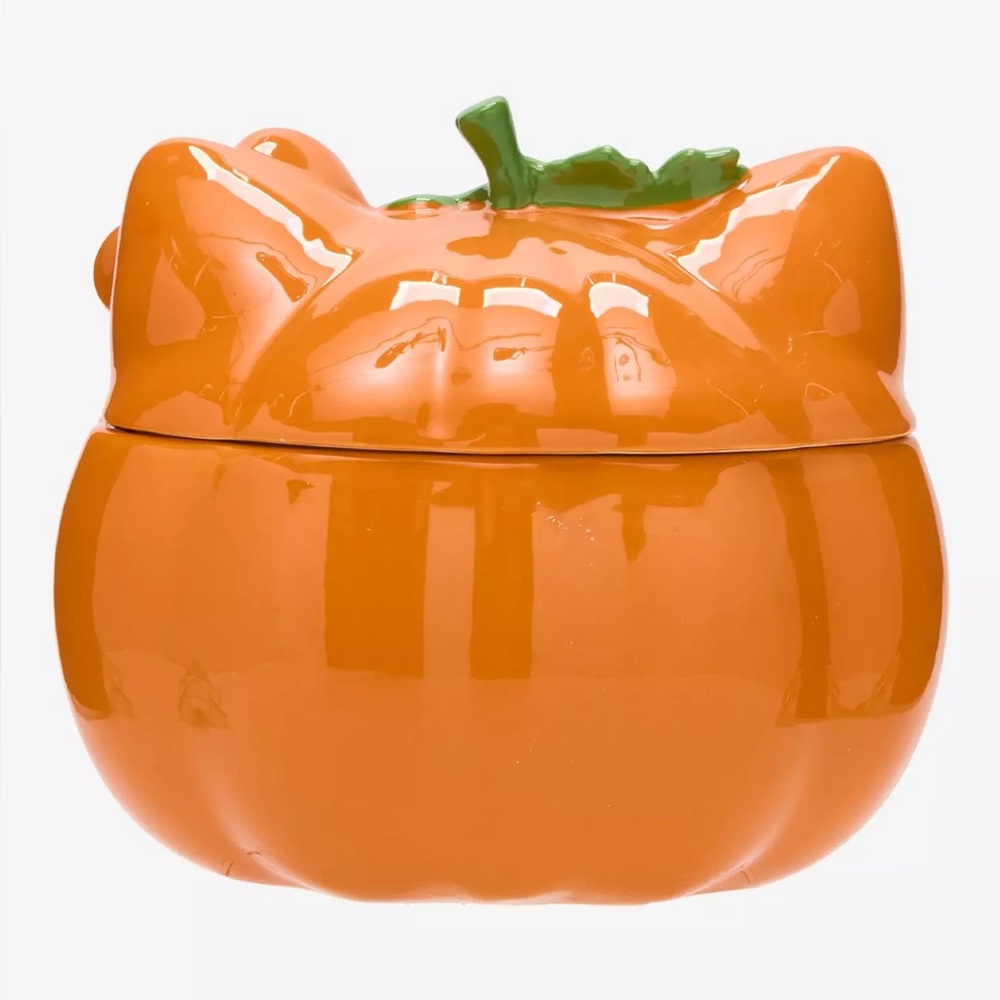 SANRIO x HELLO KITTY Halloween Pumpkin Sculpted Ceramic Candy Dish Cookie Jar - Picture 3 of 10